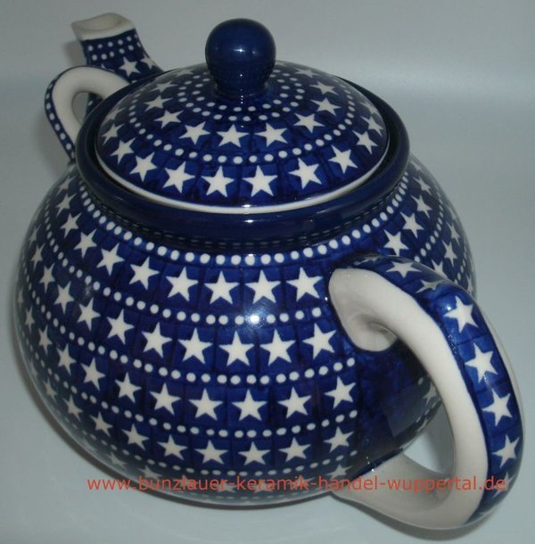003112A Teekanne 3 Liter blau weiss Sterne 003112A Teapot 3 L blue white Stars
